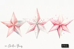 Watercolor Pink Stars Clipart | Christmas Clipart Product Image 1