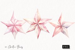 Watercolor Pink Stars Clipart | Christmas Clipart Product Image 1