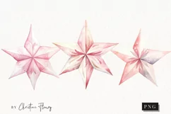Watercolor Pink Stars Clipart | Christmas Clipart Product Image 1