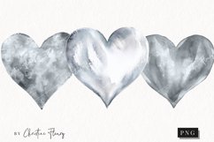 Watercolor Silver Heart PNG | Valentine&#039;s Day Clipart Product Image 1