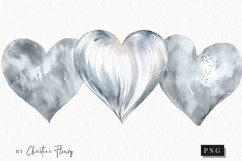 Watercolor Silver Heart PNG | Valentine&#039;s Day Clipart Product Image 1