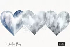 Watercolor Silver Heart PNG | Valentine's Day Clipart Product Image 1