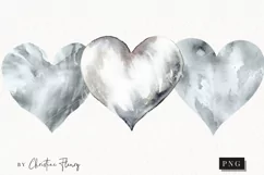 Watercolor Silver Heart PNG | Valentine's Day Clipart Product Image 1