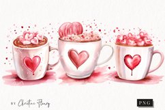 Watercolor Valentines Coffee PNG | Valentine&#039;s Day Clipart Product Image 1