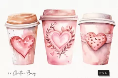 Watercolor Heart Coffee PNG | Valentine's Day Clipart Product Image 1