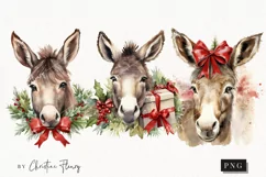 Vintage Festive Donkeys Clipart | Christmas Clipart Product Image 1