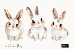 Watercolor Dreamy Bunny Clipart | Nursery PNG Product Image 1