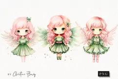 Pastel Watercolor Fairies Clipart | Christmas PNG Product Image 1