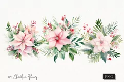 Pastel Watercolor Flowers Clipart | Christmas PNG Product Image 1