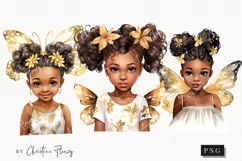 Cute Fairy African American Girls Clipart Product Image 1