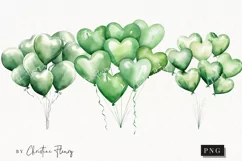 Green Heart Balloons Clipart | Birthday PNG Product Image 1