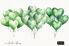 Green Heart Balloons Clipart | Birthday PNG Product Image 1