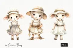 Watercolor Cute Farm Lambs Clipart | Spring PNG Product Image 1