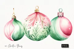 Pastel Watercolor Baubles Clipart | Christmas PNG Product Image 1