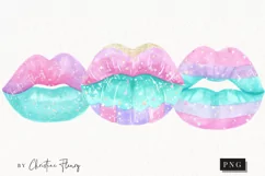 Watercolor Pastel Mermaid Lips Clipart | Mermaid PNG Product Image 1