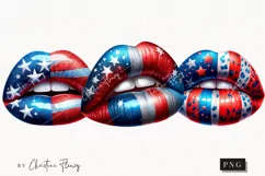 4th Of July Lips PNG | Patriotic PNG Product Image 1