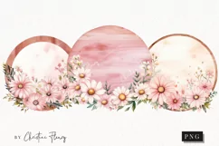 Pink Floral Round Sign PNG | Spring PNG Product Image 1