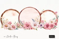 Pink Floral Round Sign PNG | Spring PNG Product Image 1