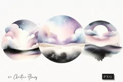 Watercolor Purple Scene PNG | Summer PNG Product Image 1