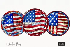 Round Stained Glass American Flag | Patriotic PNG Product Image 1