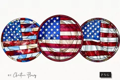 Round Stained Glass American Flag | Patriotic PNG Product Image 1