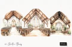 Watercolor Rustic Church PNG | Christian PNG Product Image 1