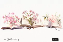 Watercolor Flower Books PNG | Reading PNG Product Image 1