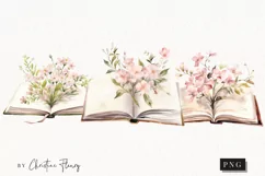 Watercolor Flower Books PNG | Reading PNG Product Image 1