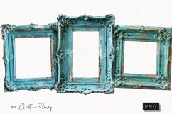 Teal Shabby Chic Frame Overlay | Cottage PNG Product Image 1