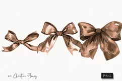 Watercolor Brown Coquette Bows | Football PNG Product Image 1