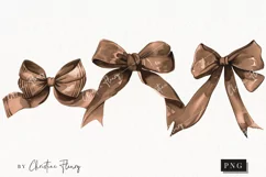 Watercolor Brown Coquette Bows | Football PNG Product Image 1