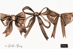 Watercolor Brown Coquette Bows | Football PNG Product Image 1