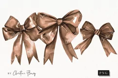 Watercolor Brown Coquette Bows | Football PNG Product Image 1