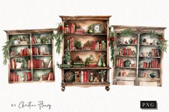Watercolor Christmas Bookcases Clipart | Christmas Clipart Product Image 1