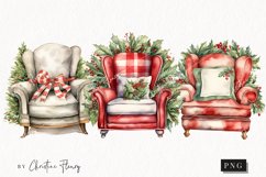 Watercolor Christmas Armchairs Clipart | Christmas Clipart Product Image 1