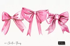 Watercolor Pink Coquette Bows PNG | Coquette PNG Product Image 1