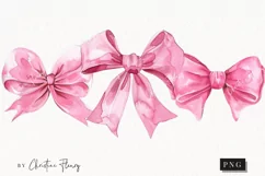 Watercolor Pink Coquette Bows PNG | Coquette PNG Product Image 1