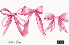 Watercolor Pink Coquette Bows PNG | Coquette PNG Product Image 1
