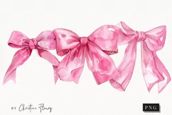 Watercolor Pink Coquette Bows PNG | Coquette PNG Product Image 1