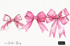 Watercolor Pink Coquette Bows PNG | Coquette PNG Product Image 1