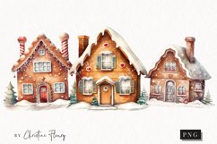 Watercolor Gingerbread House Cookie Clipart | Christmas PNG Product Image 1