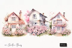 Pink Floral House PNG | Spring PNG Product Image 1