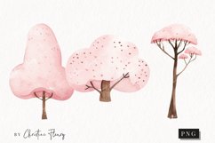 Watercolor Pink Trees | Camping PNG Product Image 1