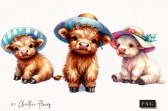 Sun Hat Highland Cows PNG | Summer PNG Product Image 1