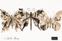 Vintage Patchwork Butterflies PNG | Vintage PNG Product Image 1