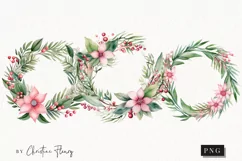 Pastel Watercolor Wreath Clipart | Christmas Clipart Product Image 1