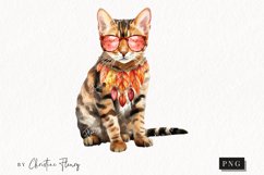 Watercolor Bengal | Fall Cat PNG Product Image 1