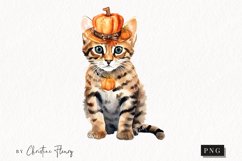 Watercolor Bengal | Fall Cat PNG Product Image 1