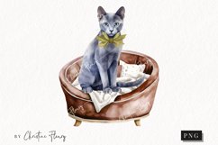 Watercolor Russian Blue | Fall Cat PNG Product Image 1