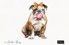 Watercolor English Bulldog | Fall Dog PNG Product Image 1